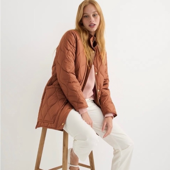 J.Crew New Quilted Cocoon Puffer Coat Sz Large - Picture 2 of 10